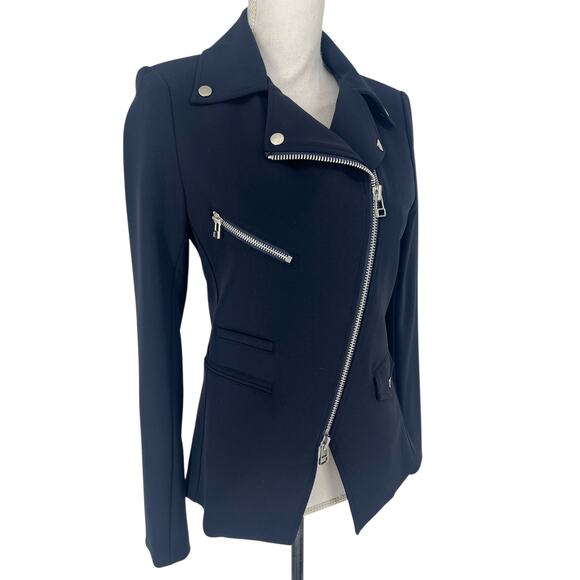Veronica Beard Hadley Scuba Moto Jacket Navy - Picture 7 of 16